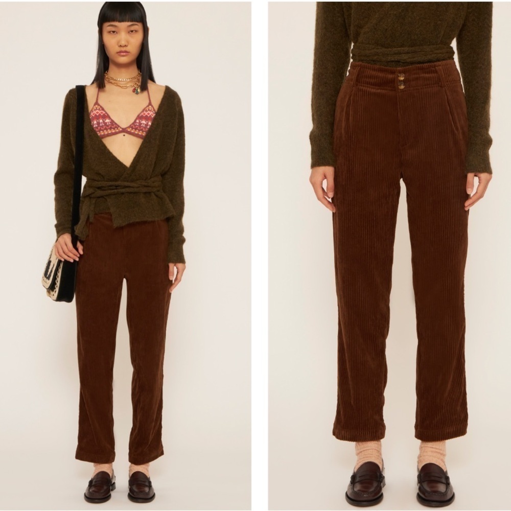 Anthropologie Antik Batik Livia Corduroy Chino Pants Belted Brown NWOT SZ Small